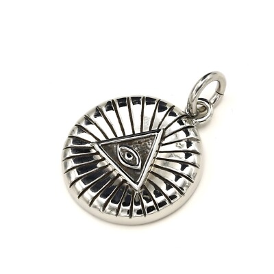 Stainless Steel 316 Oxidized All Seeing Eye Charm Pendant No-Tarnish lifetime