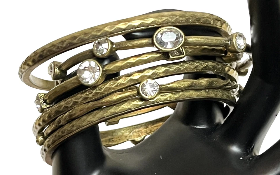 LOTE DE 5 Pulseras Brazalete Firmadas Graziano Tono Latón Cristal Estrás Diseñador Foto 3 de 4