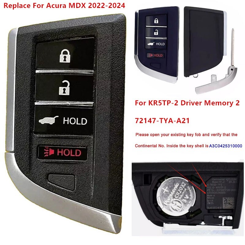 OEM Acura MDX Remote Smart Key Fob – KR5TP-2 Driver Memory 2 – 72147-TYA-A21