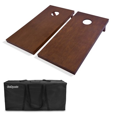 GoSports Regulation Wooden Cornhole Boards Set with Brown Finish and Carry Bag