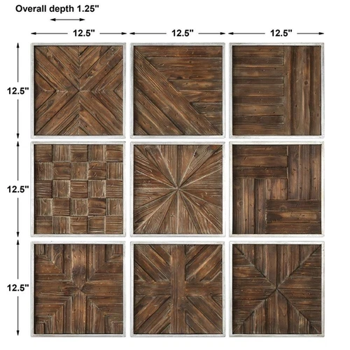 Uttermost Bryndle 9-Piece Fir and MDF Wall Panel Set in Silver/Woodtone - Picture 5 of 5