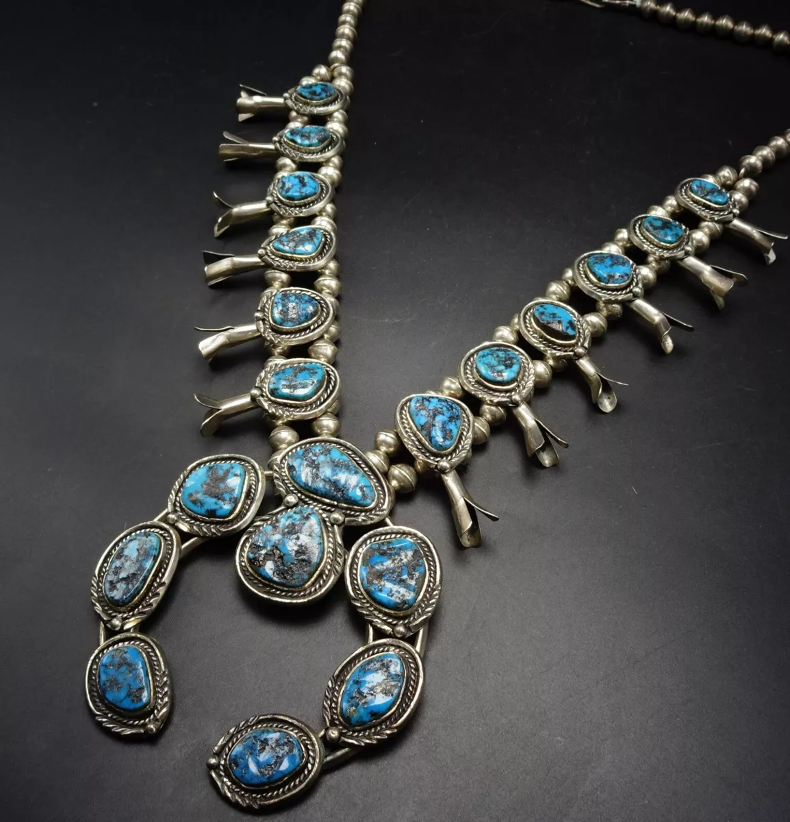 Vintage Navajo Squash Blossom Necklace...ca. 1940~ | Silver turquoise  jewelry, Native american jewellery, Turquoise jewelry