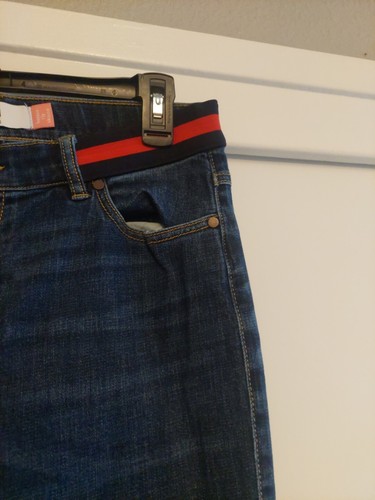 Cabi Ali button fly skinny jeans blue/red striped Leg Detail Nautical size 10 - Picture 6 of 7