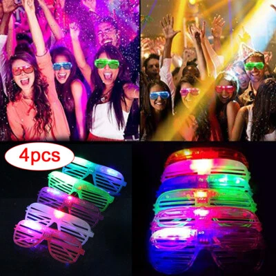 4x EL Wire Neon Flashing Glasses LED Light Up Fancy Eyewear Clubbing Disco Rave