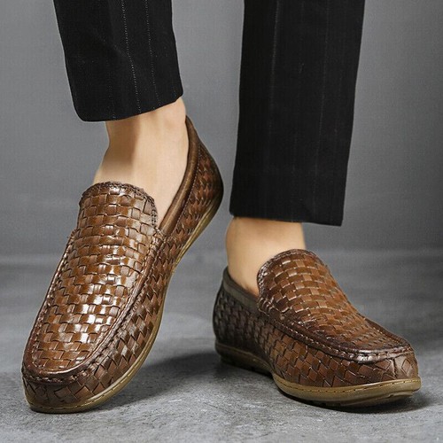Mens Slip On Woven Loafers Driving 