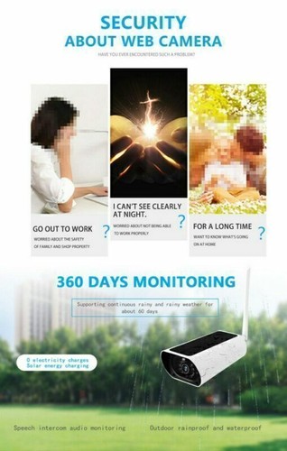 HD 1080P 4G SIM Card Solar Powered IP Camera with Battery 2 Way Audio PIR Motion - Imagen 8 de 12