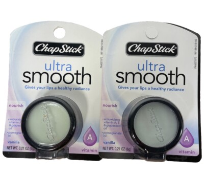 2 ChapStick Ultra Smooth NOURISH Vanilla Lip Balm Pot Vit. A  NEW Old Stock Seal