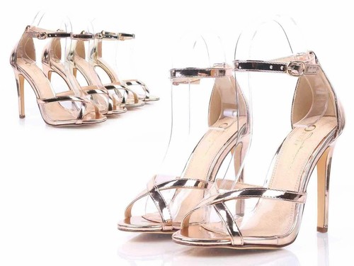 Rose Gold Open Toe Strappy Ankle Strap 