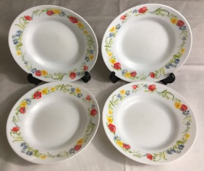Lot De 2 Assiettes Creuses Arcopal Vintage France 22,5 Cm Motif Floral