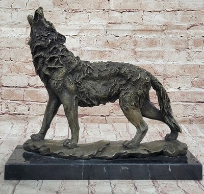Extra Large Wild Animal Life Wolf Dog Bronze Sculpture Hot Cast Marble Figurine