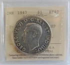 1947 CANADA SILVER DOLLAR - PTD 7 QUAD HP - ICCS CERTIFIED EF40 - $1 DOLLAR COIN