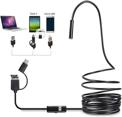 Versatile 3-in-1 Snake Camera for Automotive and Pipe Inspections - 2m Length