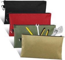 4 Pack Tool Bag 12 Inch Zipper Pouch Multipurpose Storage Bags with Carabiner