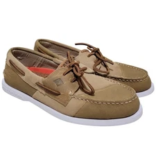 Sperry Top-Sider Men A/O 2-Eye Patchwork Boat Shoes Size US 12M Tan Leather