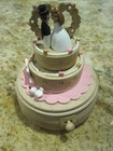 It's a Wooderful Life Wooden Music Box WEDDING CAKE WITH BRIDE AND GROOM ON TOP — photo 10