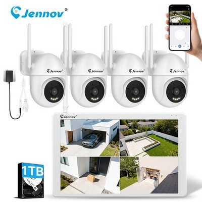 JENNOV 5MP WLAN Überwachungskamera 10'' Monitor Zwei-Wege-Audio Fernzugriff