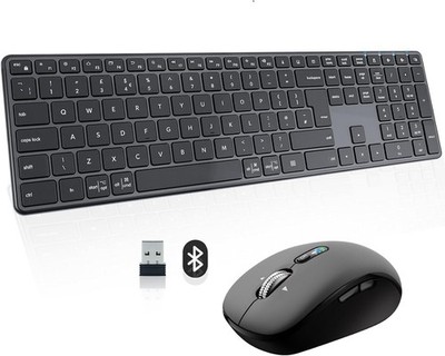 Bnnwa M9250 Wireless Keyboard & Mouse Combo - 3-Device (USB + 2×BT), Silent