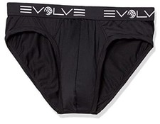 Evolve mens Sport Mesh 3 Pack No Show Briefs Medium Black
