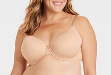 Women  s Auden Lightly Lined Demi T Shirt Bra Beige 46DD NEW 