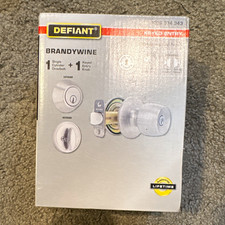 Defiant Brandywine Keyed Entry Knob Single Cylinder Deadbolt, Re-keyable