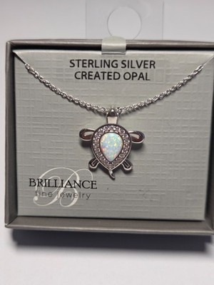 Sterling Silber geschaffen Opal Schildkröte Anhänger mit 18'' Kette Halskette-Neu