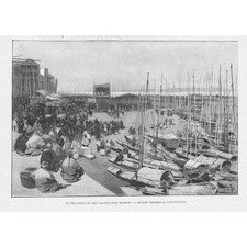 CHINA A Theatrical Performance near Hankou (Wuhan) - Antique Print 1899