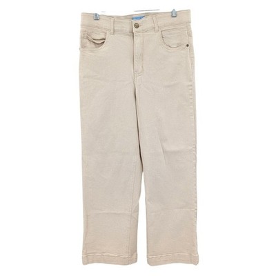 Draper James Cream Wide Leg cropped ankle Denim Jeans High Rise Size 14