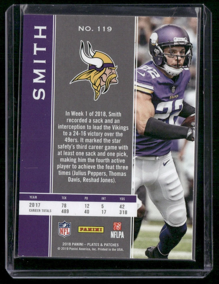 2018 Panini Plates & Patches #119 Harrison Smith #/99 - Image 2 of 2