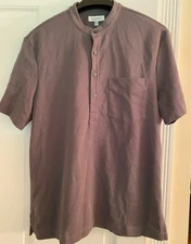 Club Monaco Pique Knit Short Sleeve Shirt Mens Medium Grey NWT