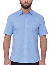Nick Graham Men  s Performance Stretch Short Sleeve Woven Shirt Size -Small, Blue