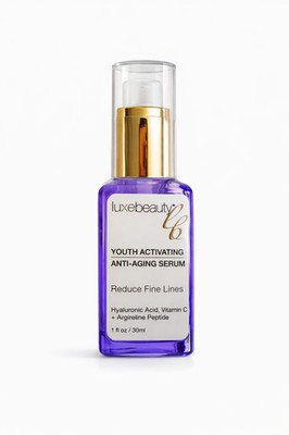 LuxeBeauty Youth Activating Anti-Aging Serum 1oz Hyaluronic Acid Vitamin C Vegan