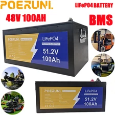 48V 100A LiFePO4 Lithium Battery 5120Wh Deep Cycle BMS for Solar Marine Off-grid