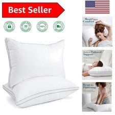 Machine Washable Queen Size Gusseted Pillows - Plush Down Alternative, Set of 2