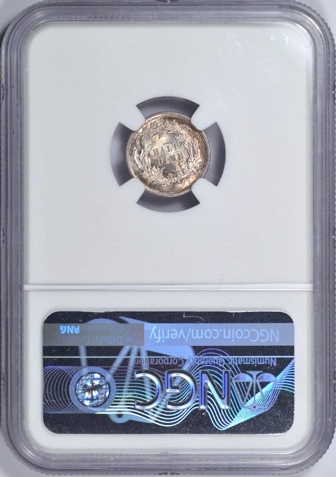 1873 SEATED LIBERTY HALF DIME NGC MS64 BEAUTIFUL - Image 2 of 3
