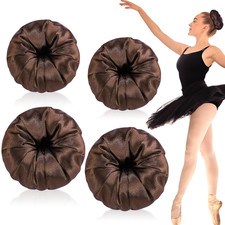 4 Pcs Satin Hair Bun Donut,Brown,Medium, Large