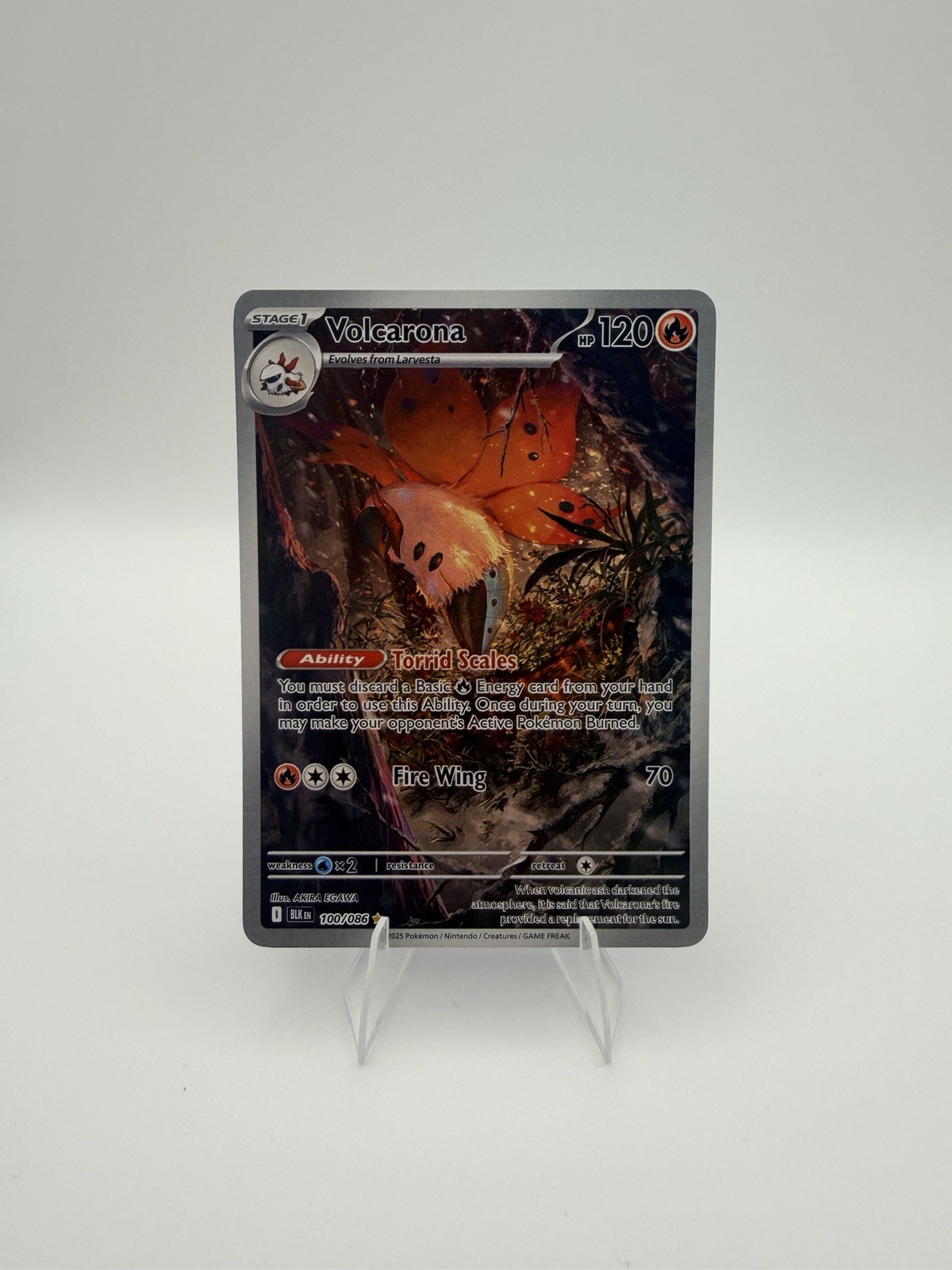 Pokemon Black Bolt Volcarona Illustration Rare Card 100/086 (NM)