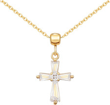 Dainty 14K Gold Choker Cross Charm Necklace for Women, Cross Gold Pendant Neckla