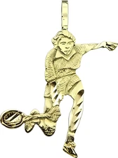 14K Yellow Gold Tennis Player Hitting Diamond Cut Charm 0.6 grams