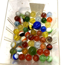 Estate Item: Antique Vintage Lot Of Clear/Swirl Glass Marbles 54 Pc Lot 1