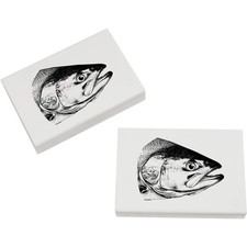 2 Radiergummis / Gummis "Lachs Fischkopf" 45 mm (ER00047382)