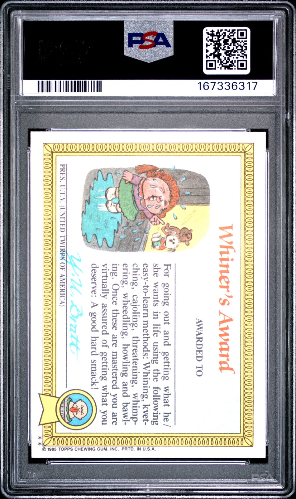 1985 GARBAGE PAIL KIDS STICKERS #32B CHILLY MILLIE PSA 9 view 2
