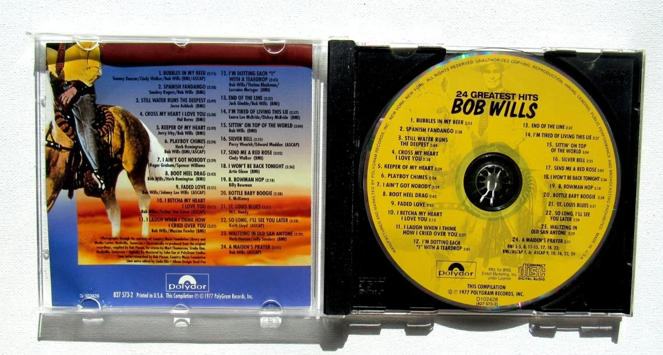 Bob Wills - 24 Greatest Hits 1977 PolyGram Records CD Very Good Condition - Image 2 of 3