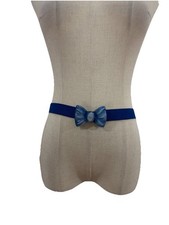 Vtg 80s Blue Bow Belt Cute 30  Twee Cottagecore Unique Retro Waist Cinch