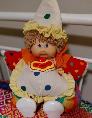 1985 Cabbage Patch Kid Clown, HM5, Thick Champage Loops, Blue Eyes, & Brth Cert