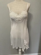 Linea Donatella White Lingerie Babydoll Beaded Dress Size Large