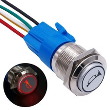 19MM Push Button Switch Red LED Lighted Momen...