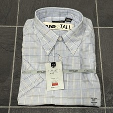 Van Heusen Shirt Mens XLT Blue Windowpane Wrinkle Free Button Down Cotton Rich