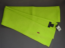 Polo Ralph Lauren Sport 100 Shetland Wool Knit Scarf NEON Green NWT NEW RARE