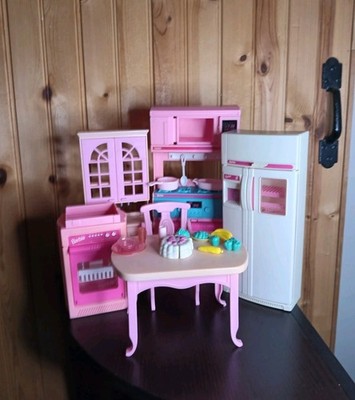 Barbie So Much To Do Kitchen Pieces DAMAGE Refrigerator Stove Dishwasher Table
