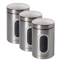 Echtwerk Vorratsdosen Set 3Er Brushed Luftdicht Sichtfenster Mehl/Zucker/Tee